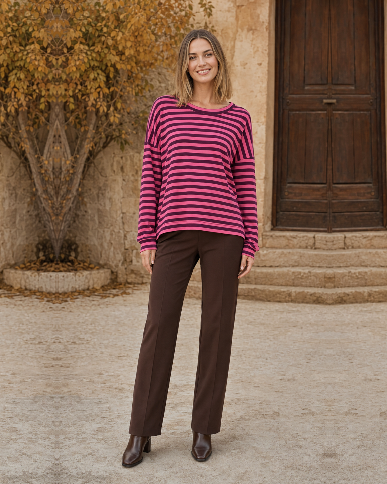 SUDADERA ALGODÓN MARINERA-FUCSIA