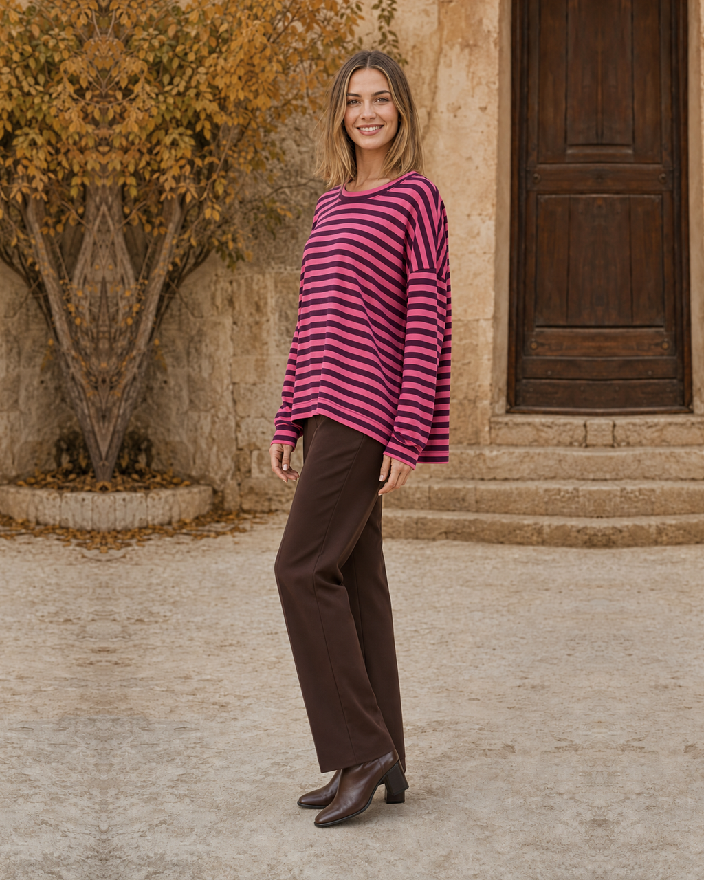 SUDADERA ALGODÓN MARINERA-FUCSIA