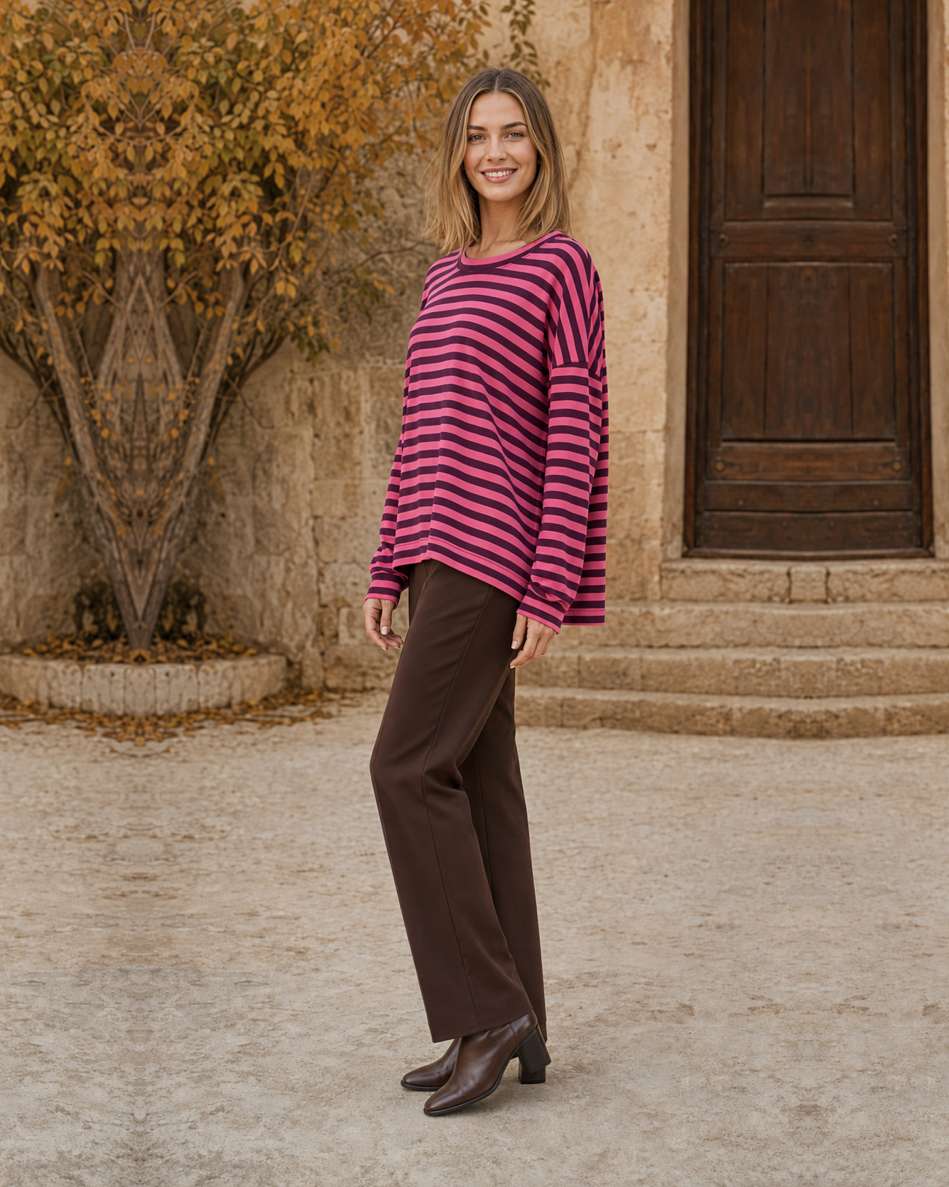 SUDADERA ALGODÓN MARINERA-FUCSIA
