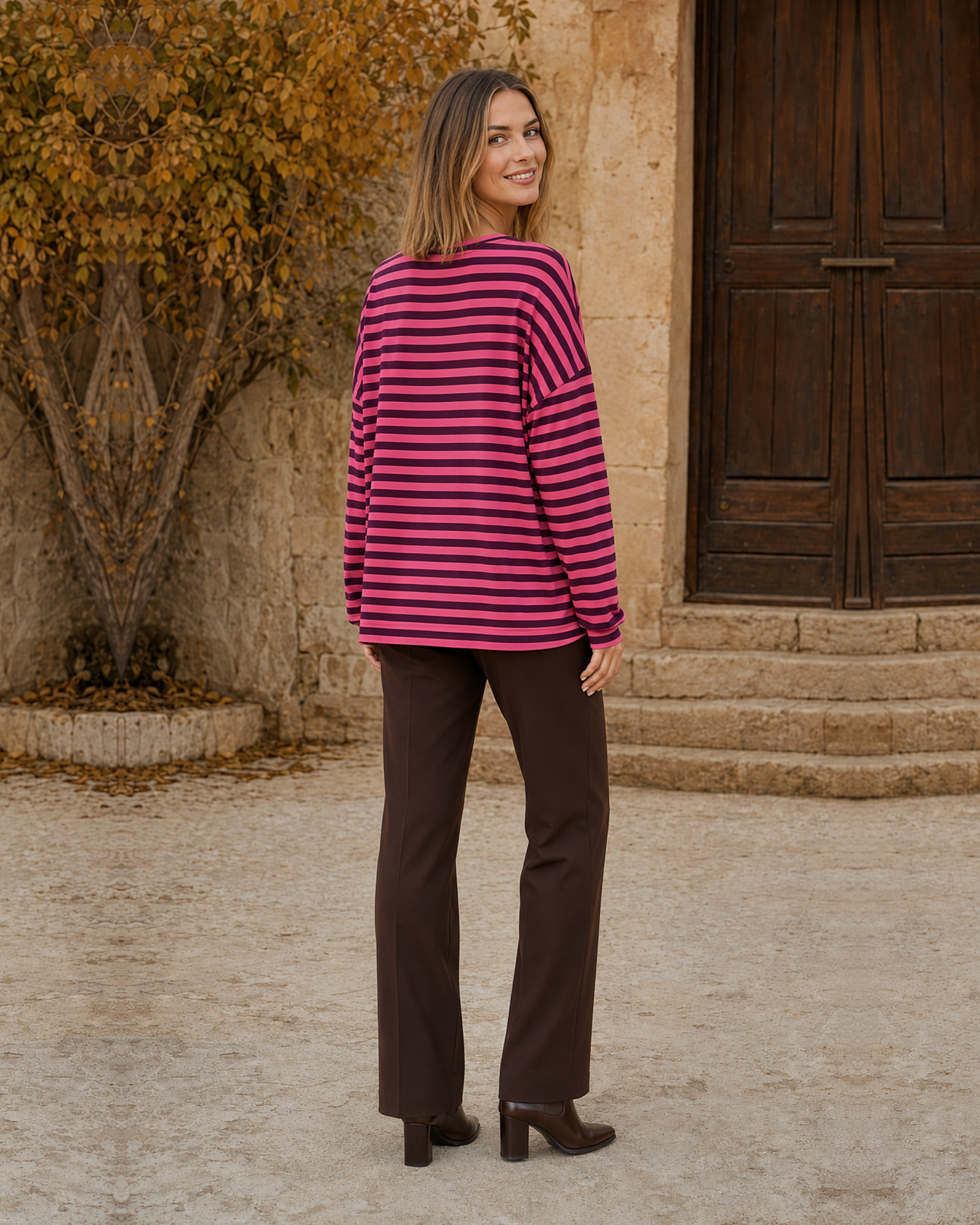 SUDADERA ALGODÓN MARINERA-FUCSIA