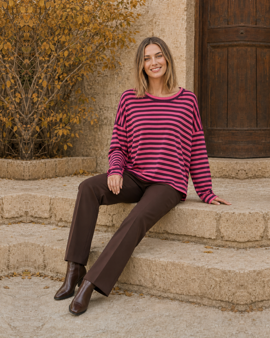 SUDADERA ALGODÓN MARINERA-FUCSIA
