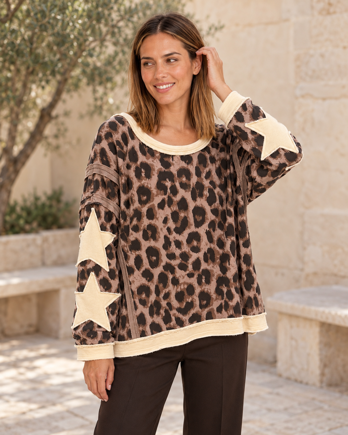 MAXI SUDADERA STARS-A MARRÓN