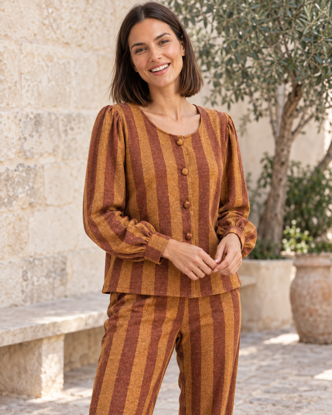 CONJUNTO RAYAS-MOSTAZA