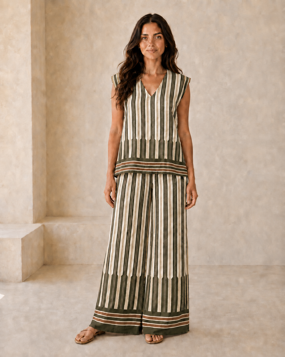 CONJUNTO RAYAS-KHAKI