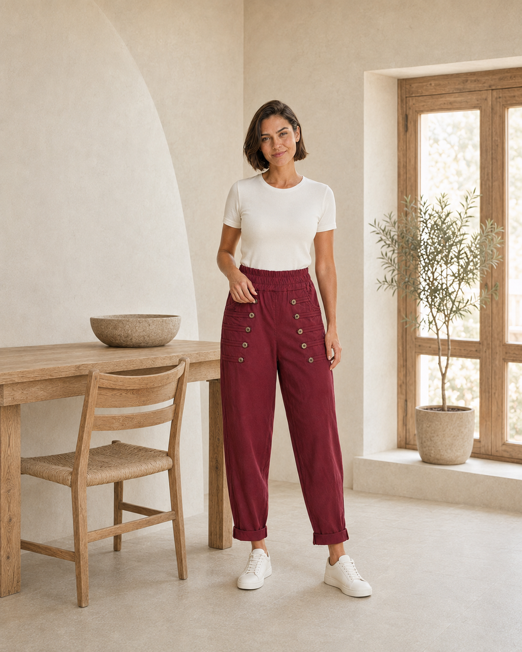 PANTALÓN BOTONES A-VINO