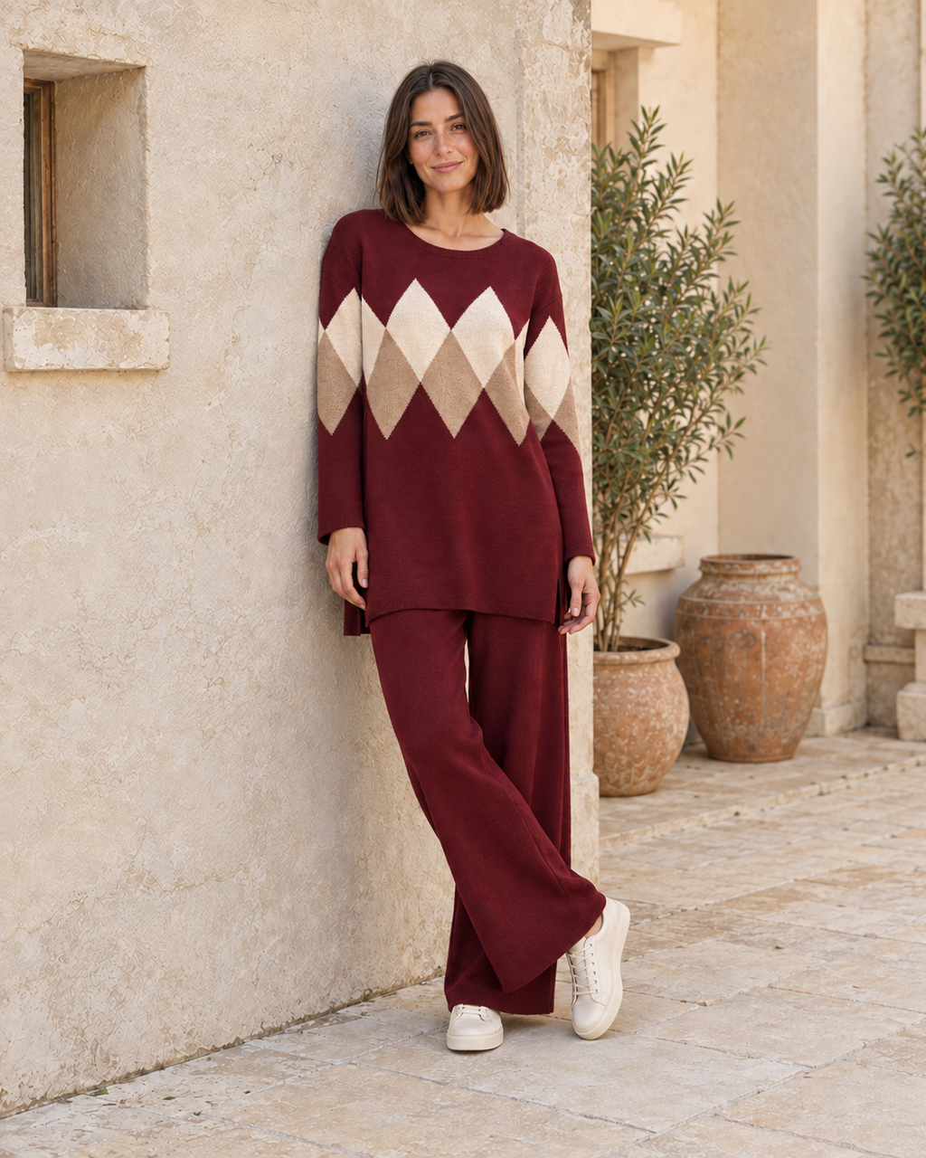 CONJUNTO DE PUNTO ROMBOS-GRANATE