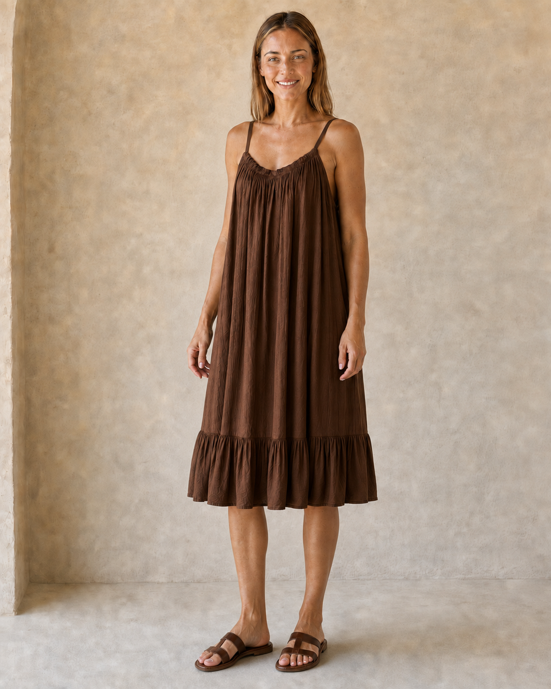 VESTIDO TIRANTE-MARRÓN