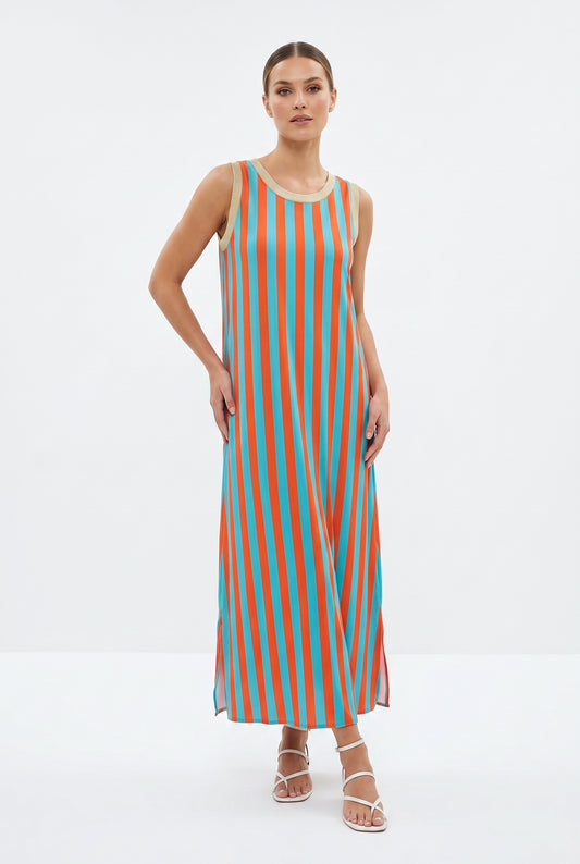 VESTIDO RAYAS GLITTER-AZUL