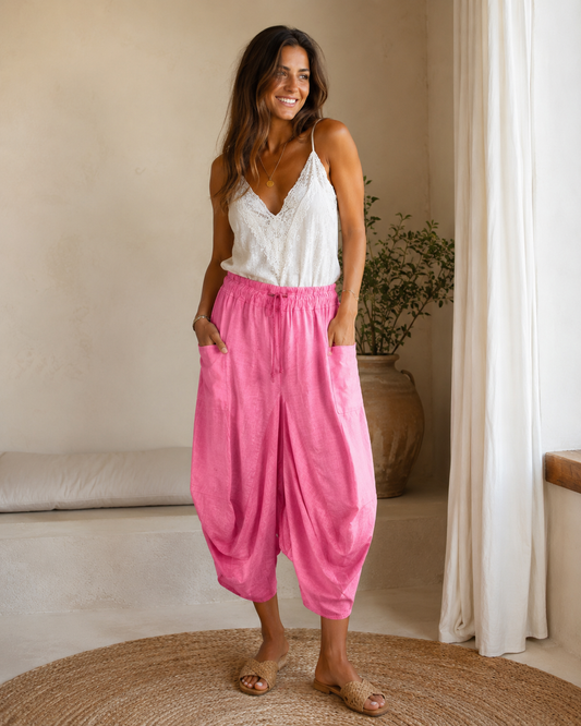 PANTALON LIN-FUCSIA