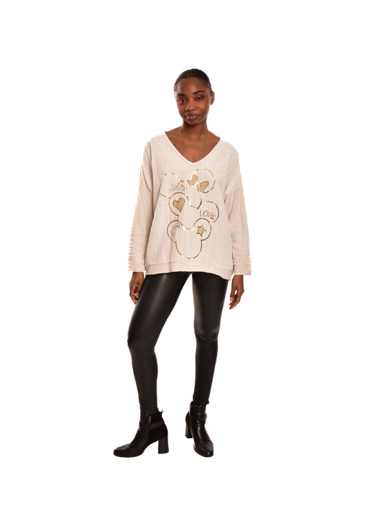 CAMISETA FASHION-BEIGE