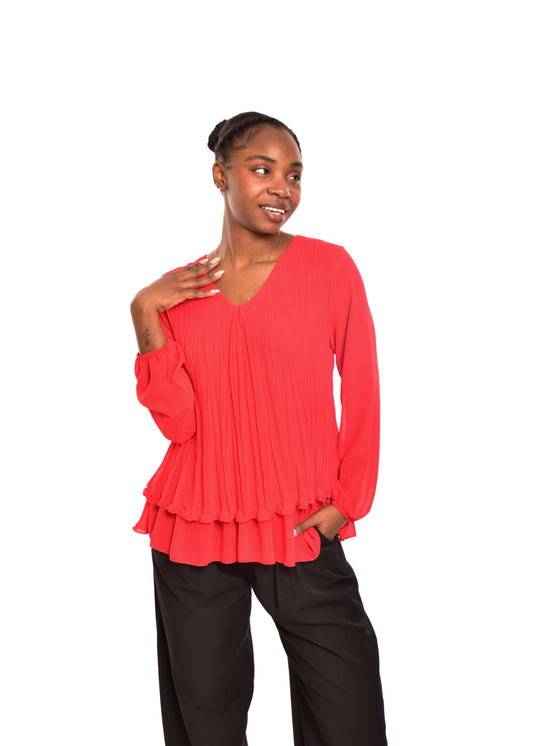 BLUSA PLISADA-ROJA