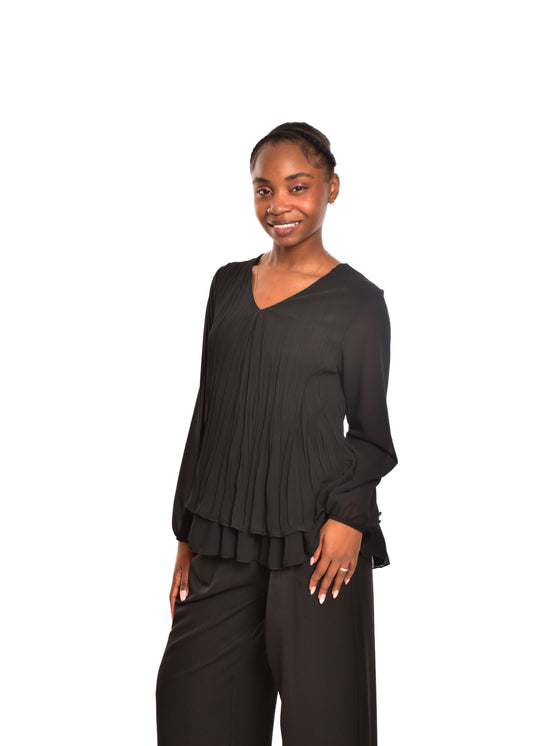 BLUSA PLISADA-NEGRA