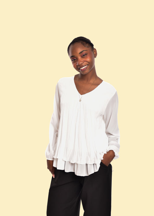 BLUSA PLISADA-BLANCA