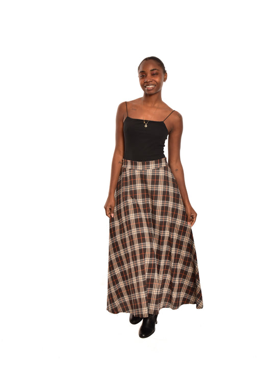 FALDA CUADROS- MARRÓN