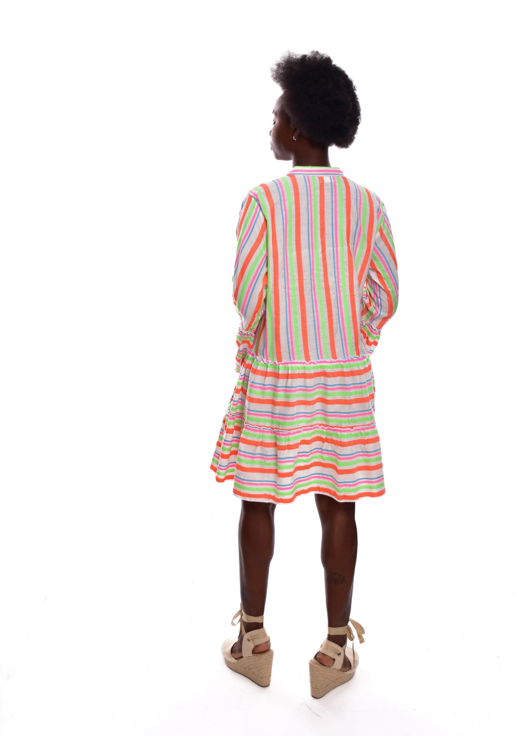 VESTIDO MULTI  FRANJAS-NARANJA