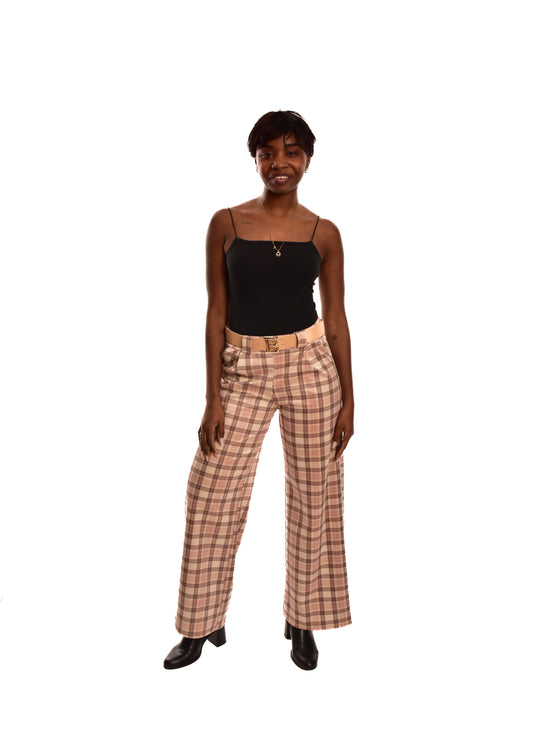 PANTALÓN B CUADROS- BEIGE