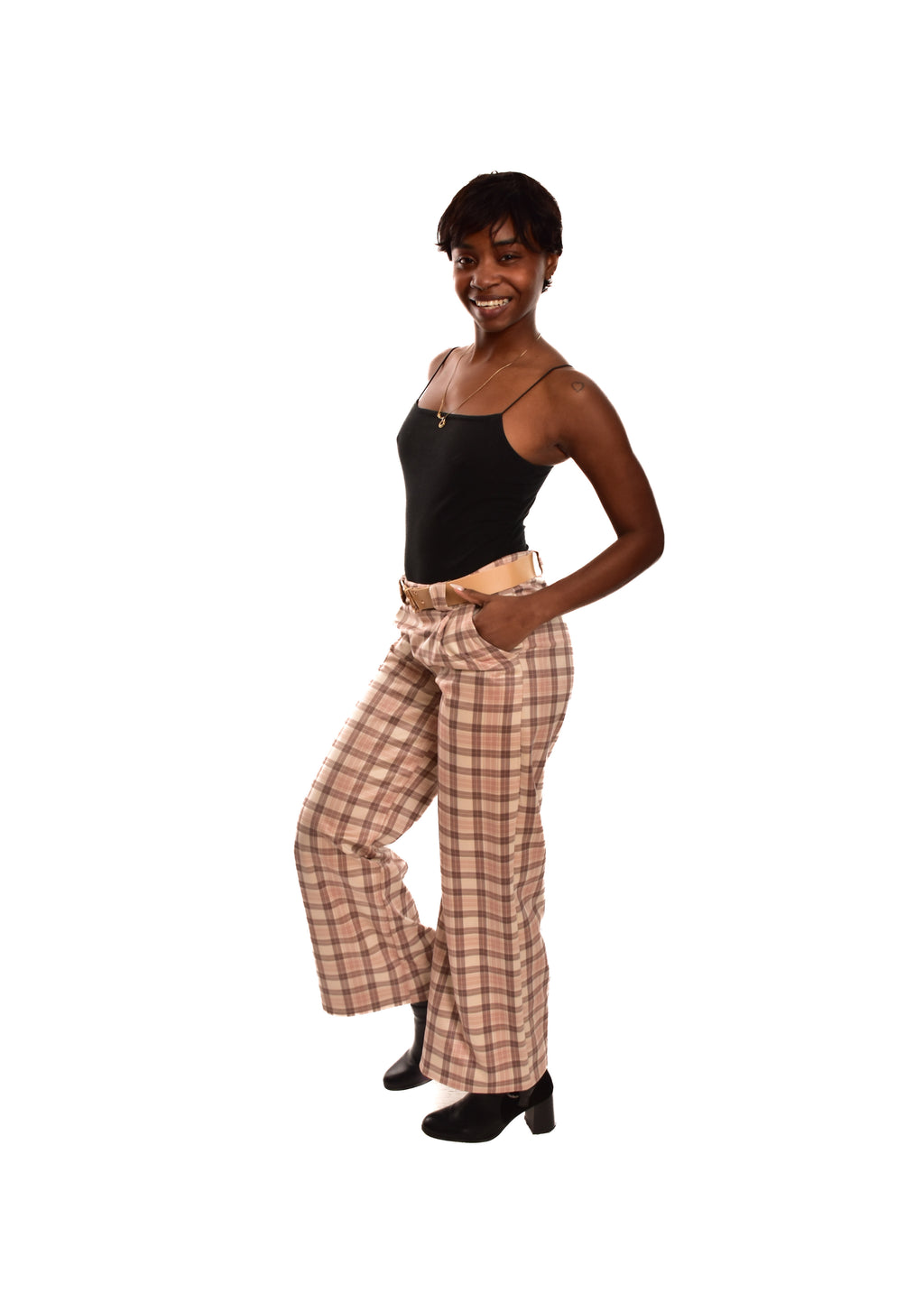 PANTALÓN B CUADROS- BEIGE