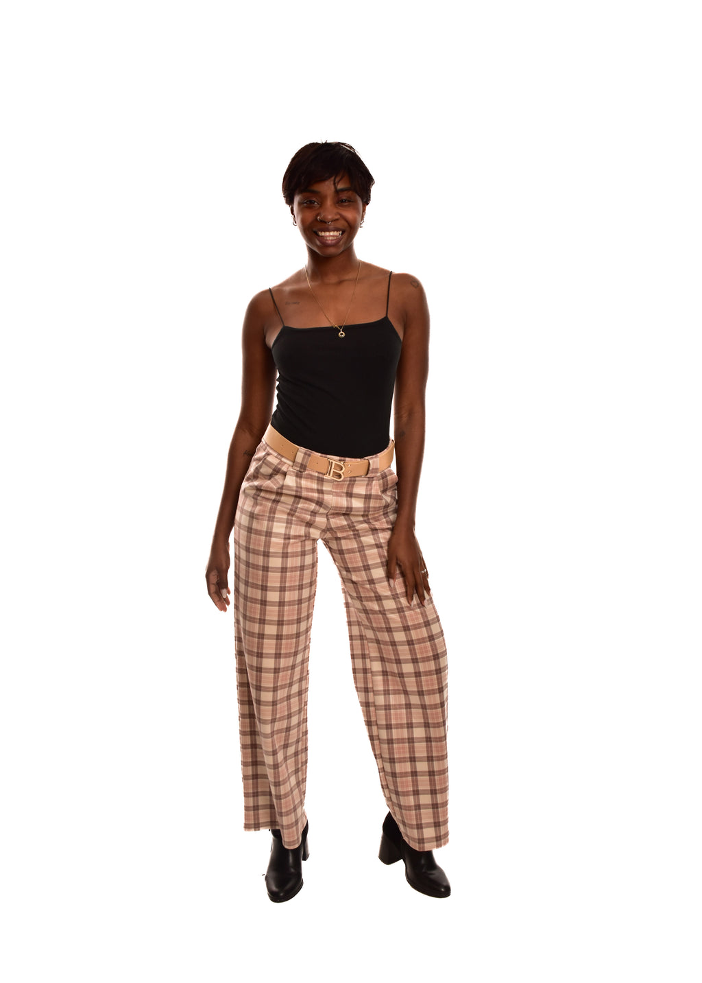 PANTALÓN B CUADROS- BEIGE