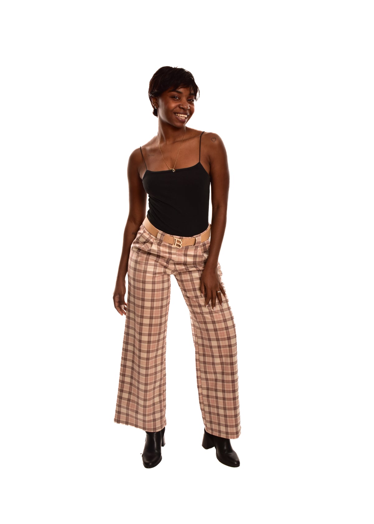 PANTALÓN B CUADROS- BEIGE