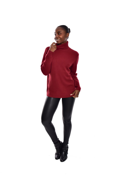 JERSEY CUELLO ALTO- GRANATE