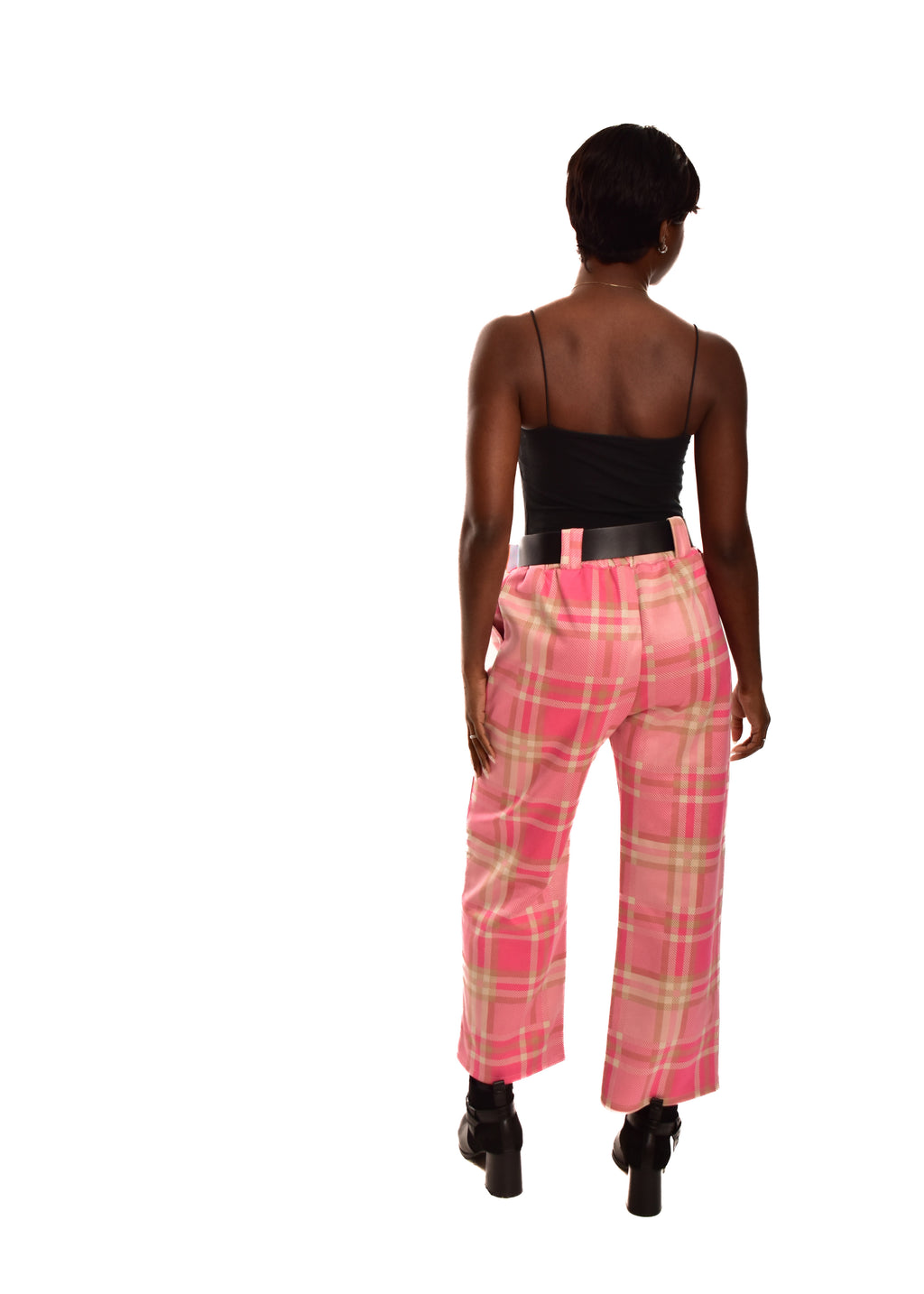 PANTALÓN FUCSIA- CUADROS + CINTURÓN