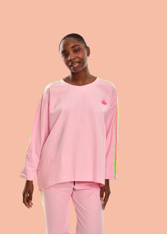 SUDADERA FRANJAS-ROSA