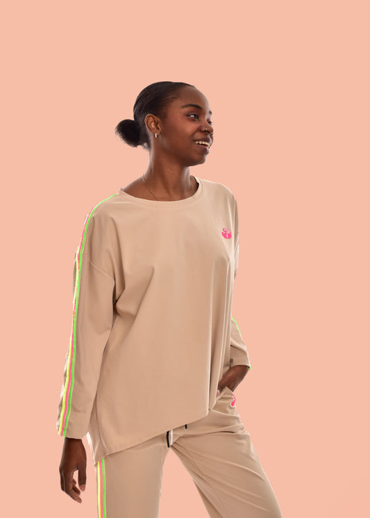 SUDADERA FRANJAS-BEIGE