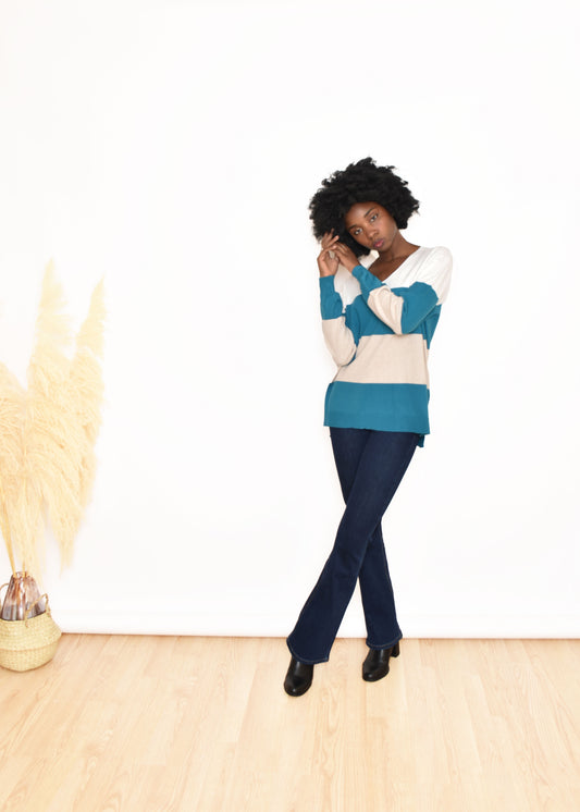 JERSEY FRANJAS OVERSIZE-AZUL