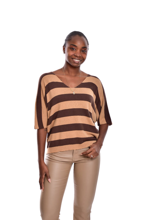 JERSEY FINO FRANJAS GR-MARRÓN