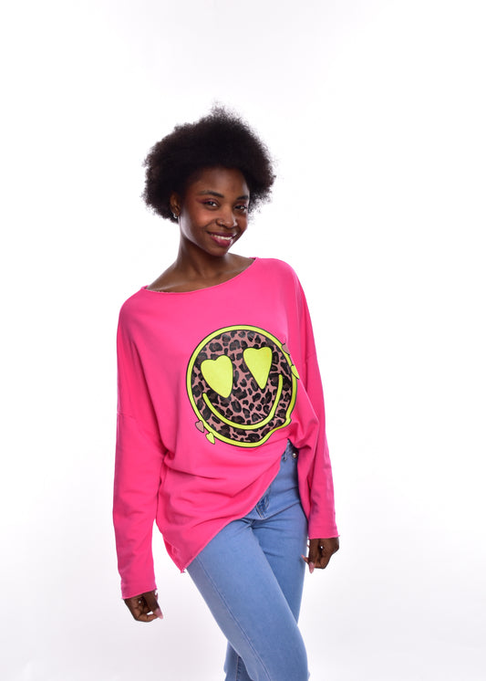 SUDADERA SMILE-FUCSIA