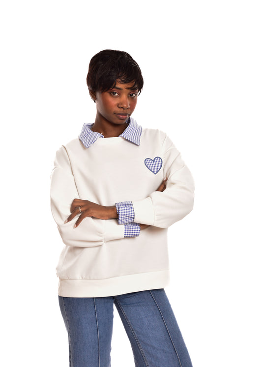 SUDADERA BLANCO-LOVE VICHY