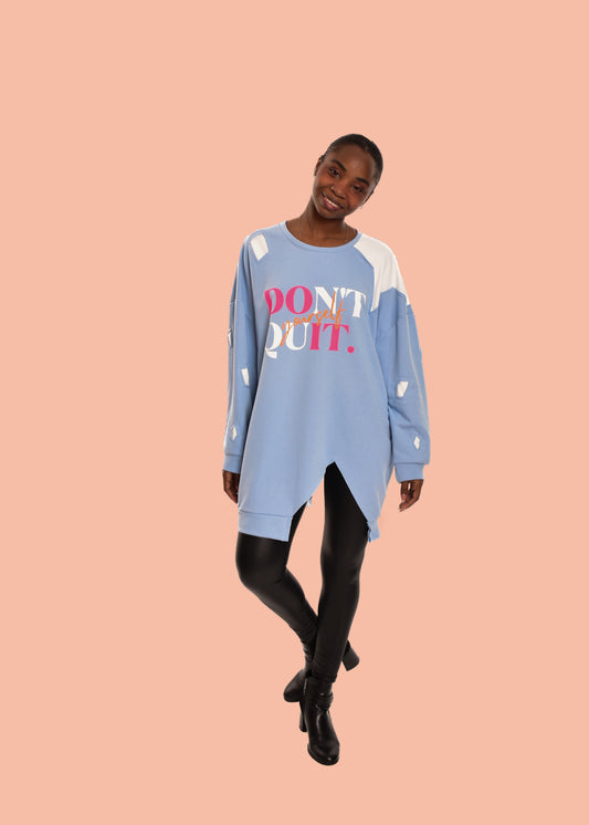 SUDADERA DON´T QUIT-AZUL