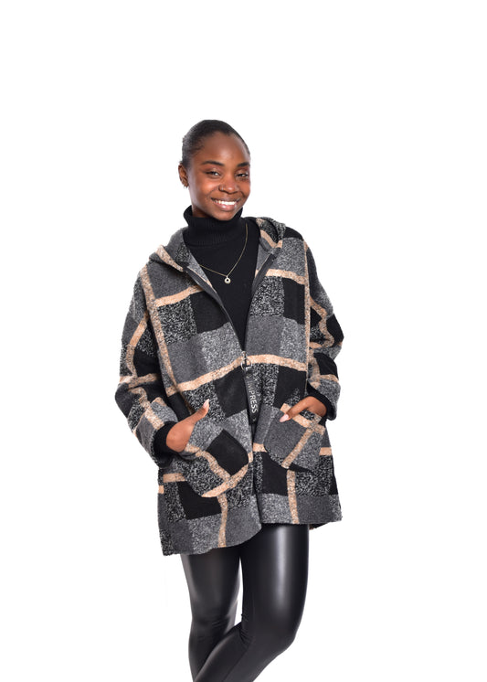 ABRIGO CUADROS-NEGRO