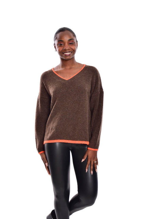 JERSEY ESACOTE V-MARRÓN