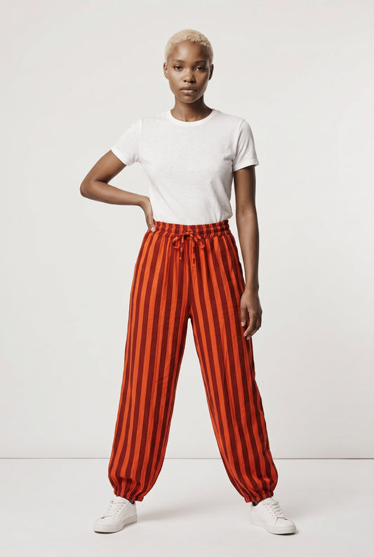PANTALÓN RAYAS BOMBACHO-NARANJA