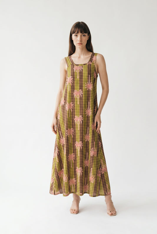 VESTIDO CUADRO VICHY-VERDE