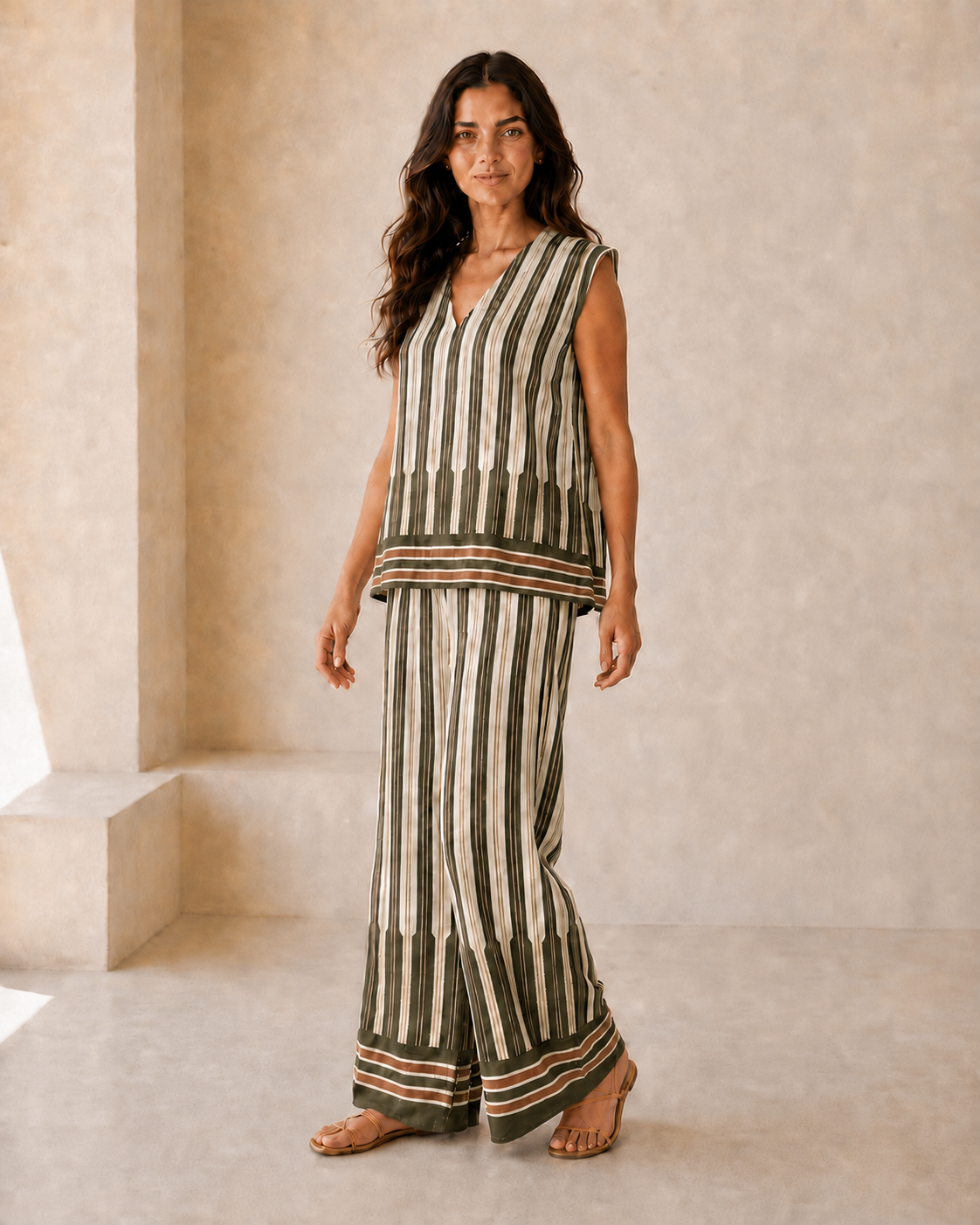 CONJUNTO RAYAS-KHAKI