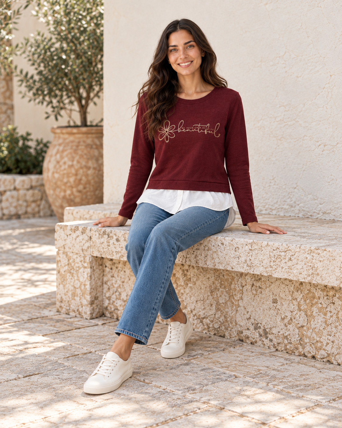SUDADERA BEAUTIFUL-GRANATE