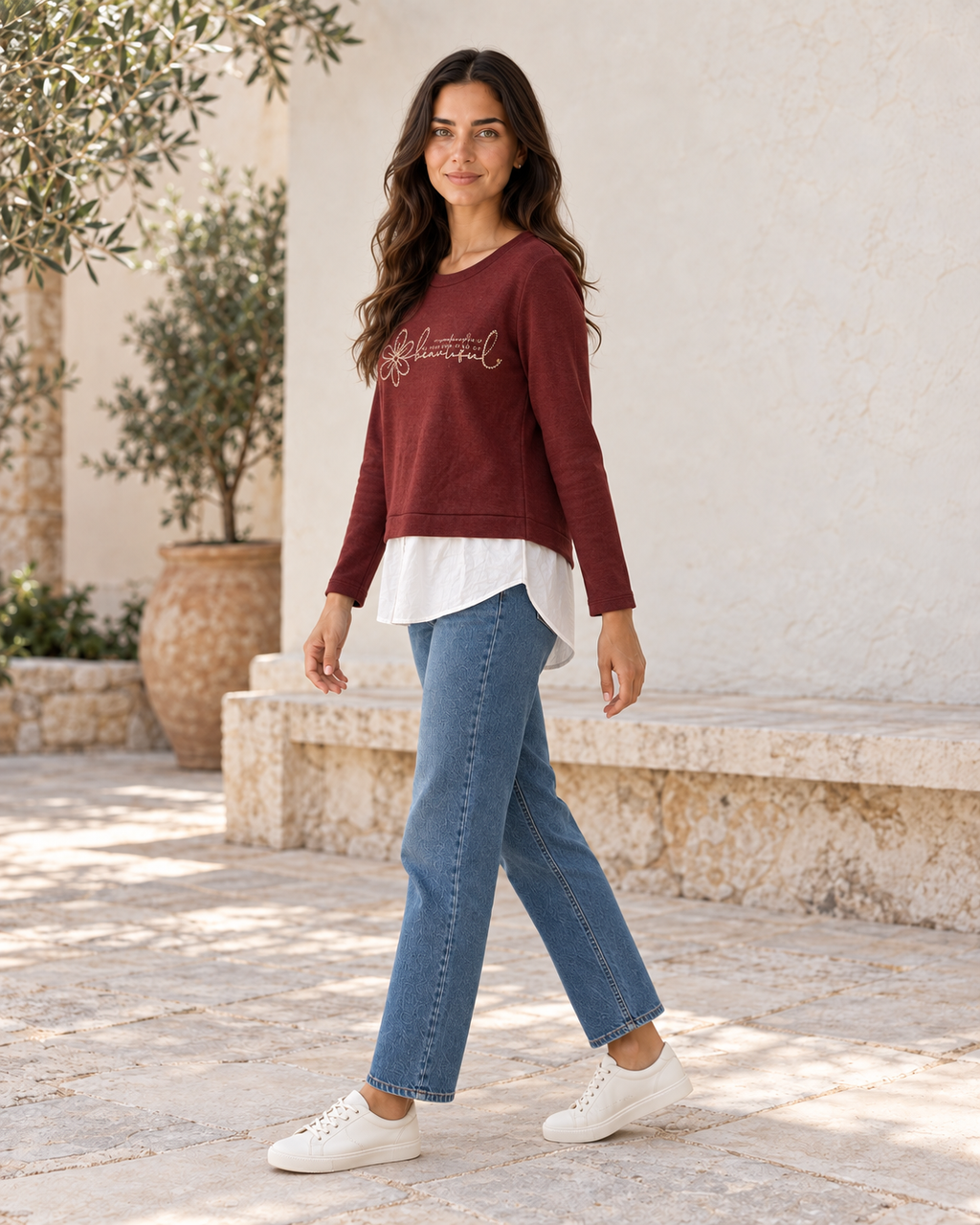 SUDADERA BEAUTIFUL-GRANATE