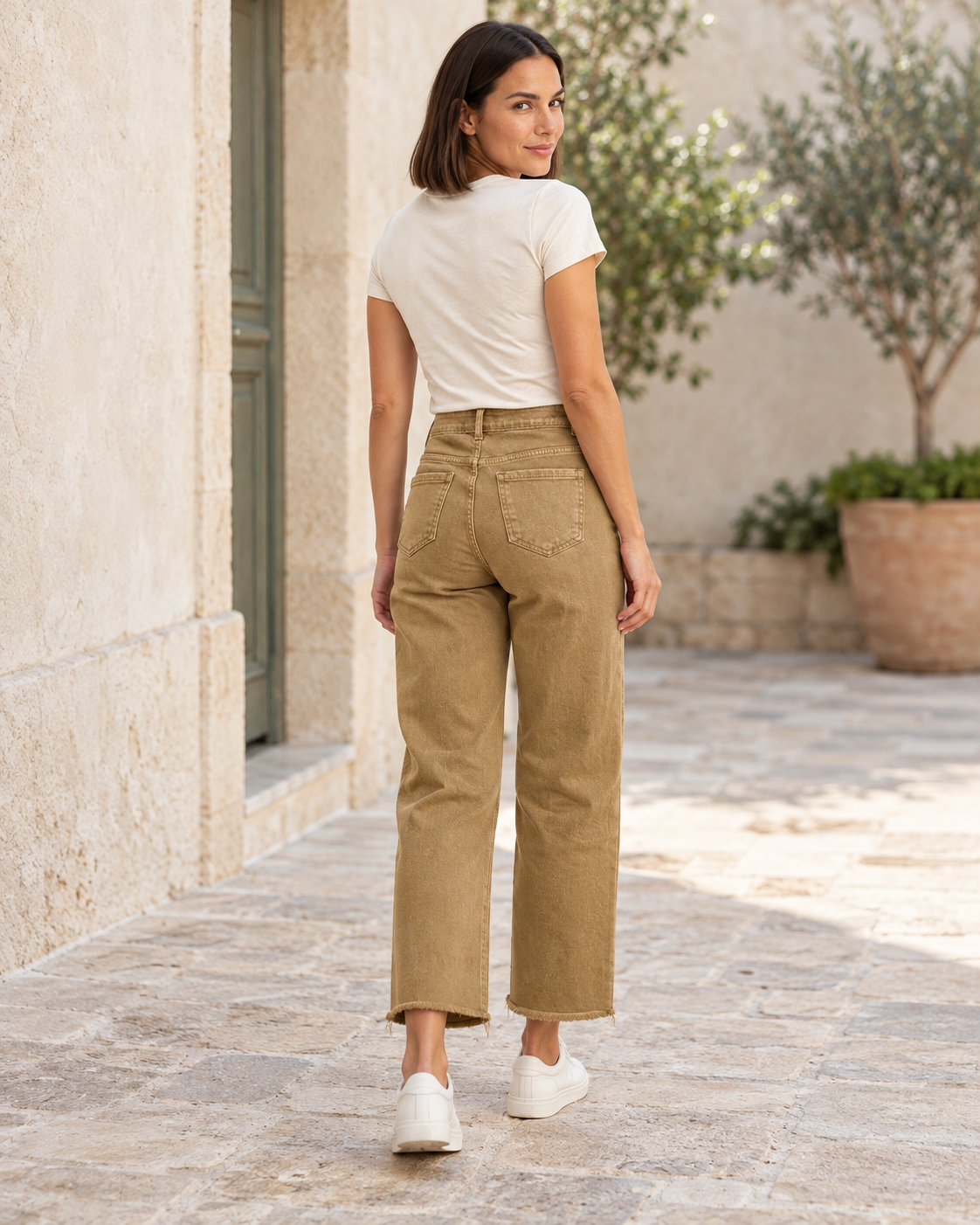 PANTALÓN VIVID DESFLECADO-BEIGE OSCURO