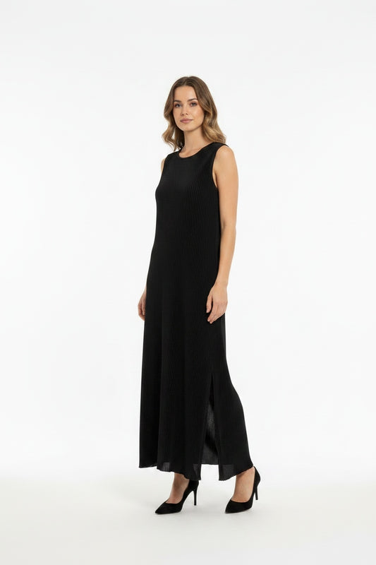 VESTIDO PLISADO-NEGRO