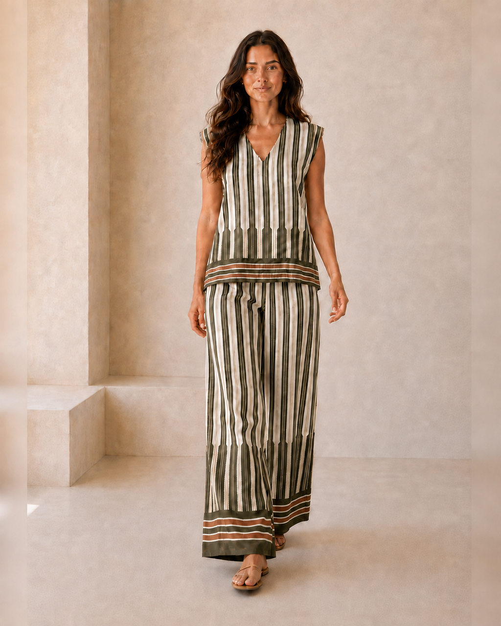 CONJUNTO RAYAS-KHAKI