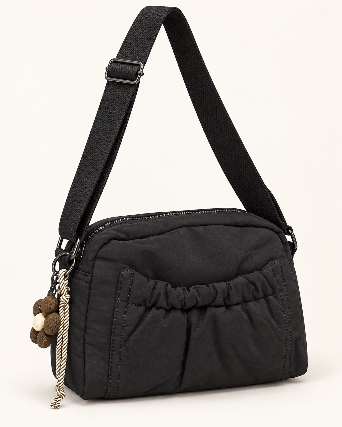 BOLSO BANDOLERA FLOWER- NEGRO