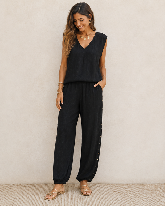 PANTALÓN  BAMBULA TACHUELAS-NEGRO