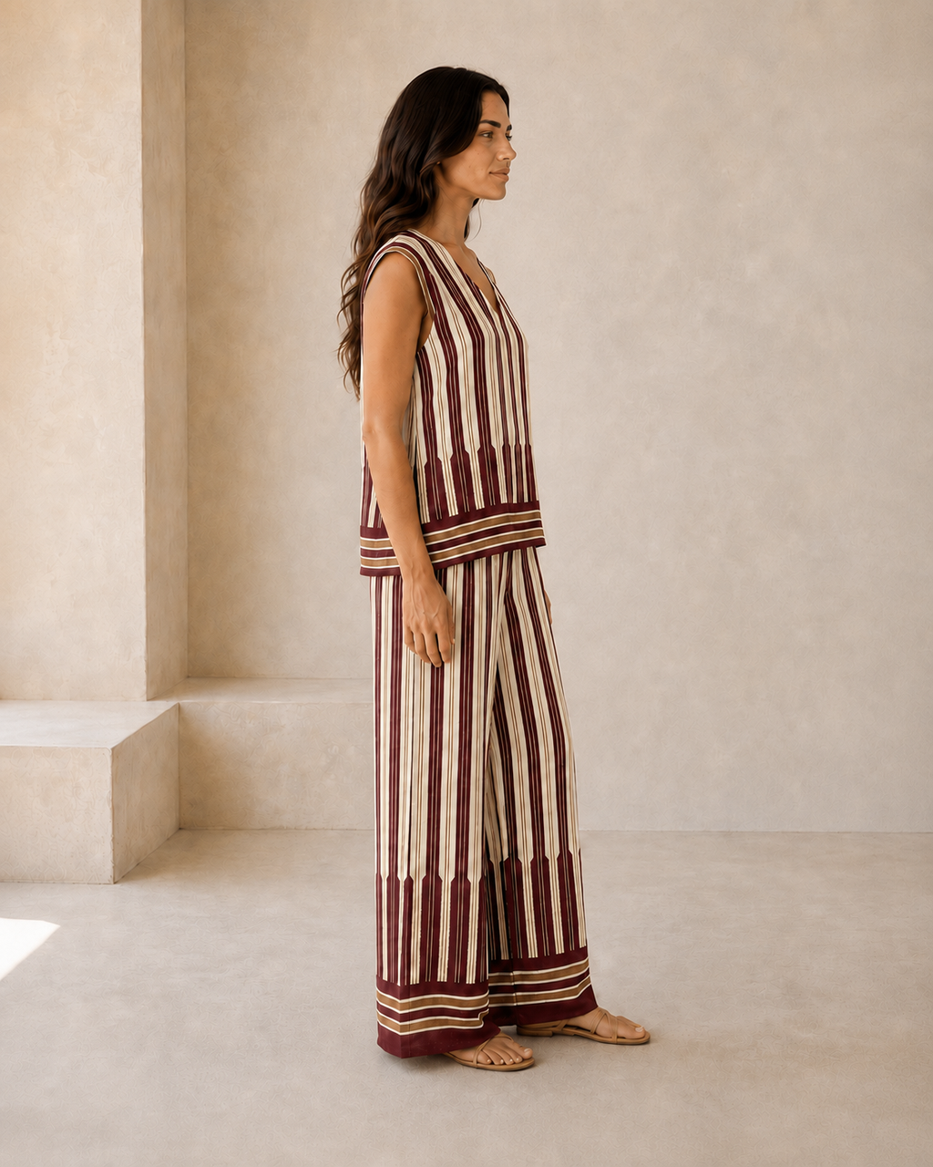 CONJUNTO RAYAS-GRANATE