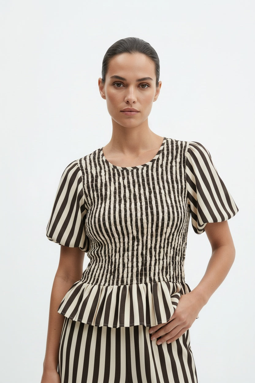 CONJUNTO RAYAS NIDO DE ABEJA-MARRÓN