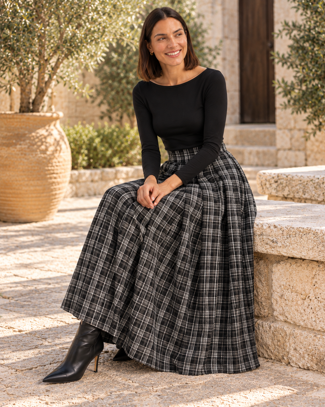 FALDA CUADROS-GRIS