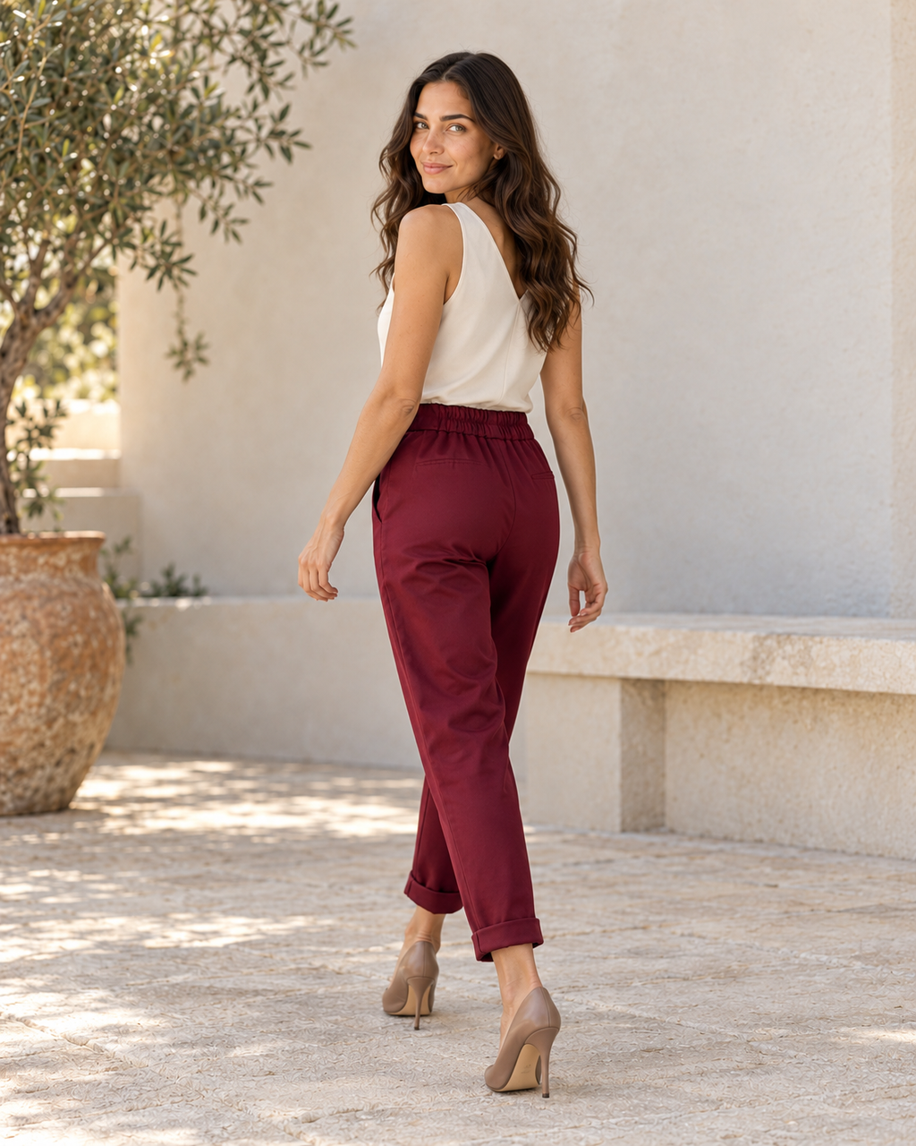 PANTALÓN 3 BOTONES- GRANATE