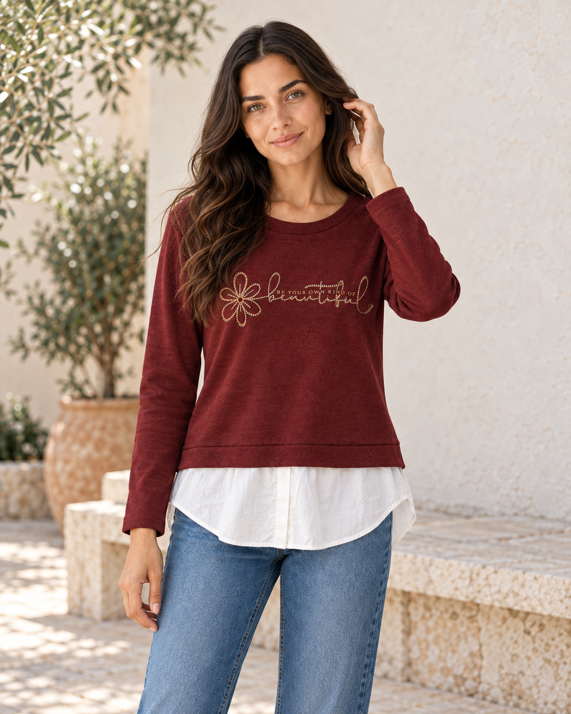 SUDADERA BEAUTIFUL-GRANATE