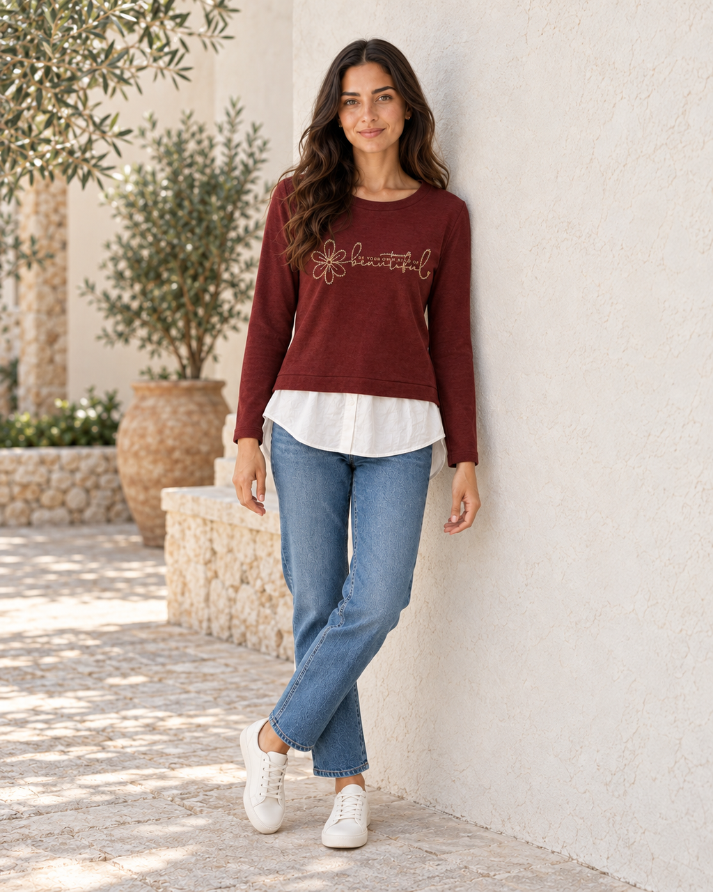 SUDADERA BEAUTIFUL-GRANATE